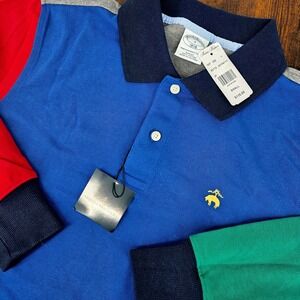 Brooks Brothers Polo Shirt Mens Small Multi Colorblock Long Sleeve Slim Fit NWT